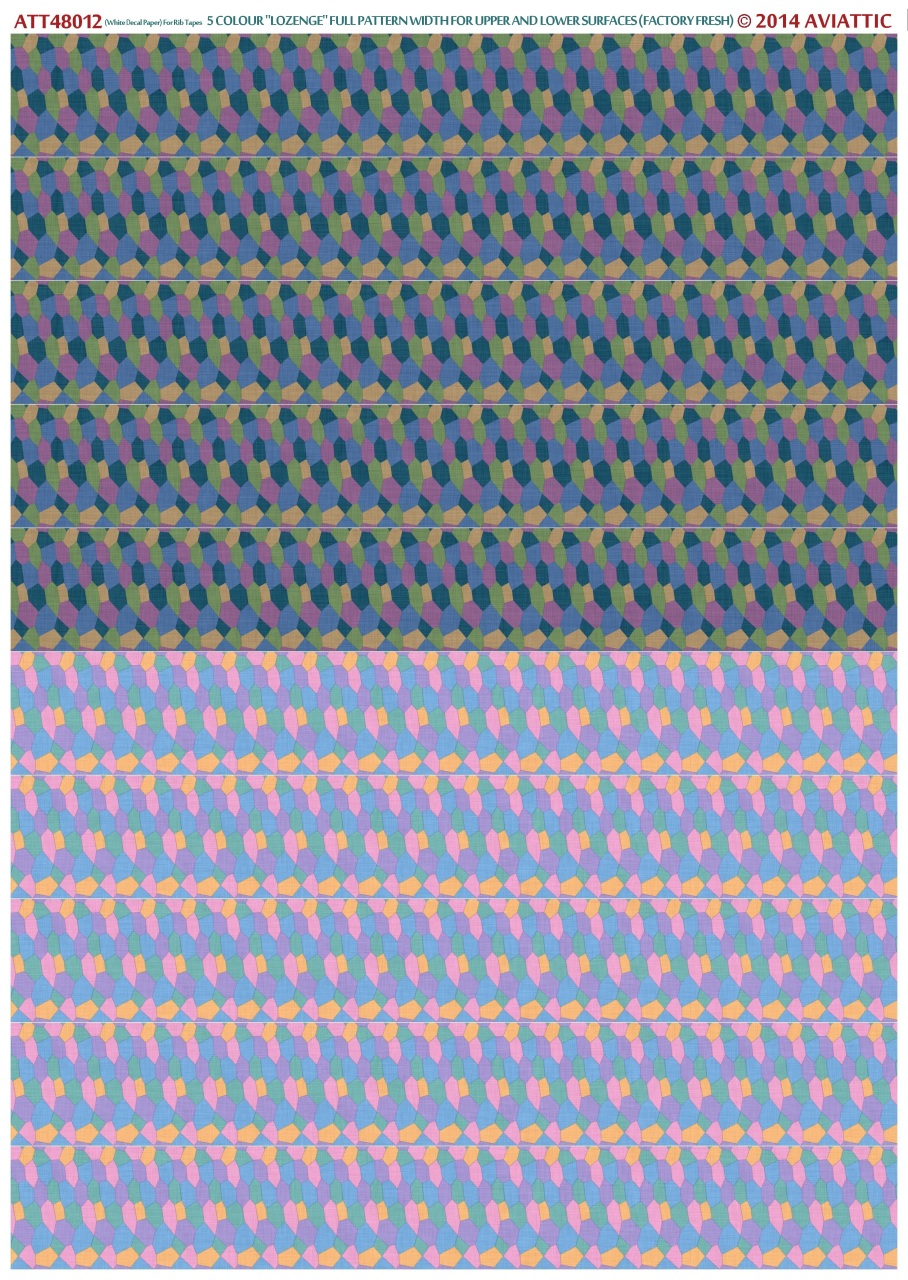Aviattic Decals 1/48 5-COLOR NIGHT LOZENGE Full Pattern Upper Surfaces Rib Tapes 